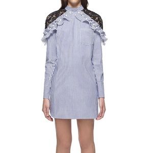 Self-portrait lace shoulder shirt dress